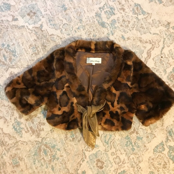 Beth Bowley Jackets & Blazers - BETH BOWLEY faux fur coat/jacket, leather tie